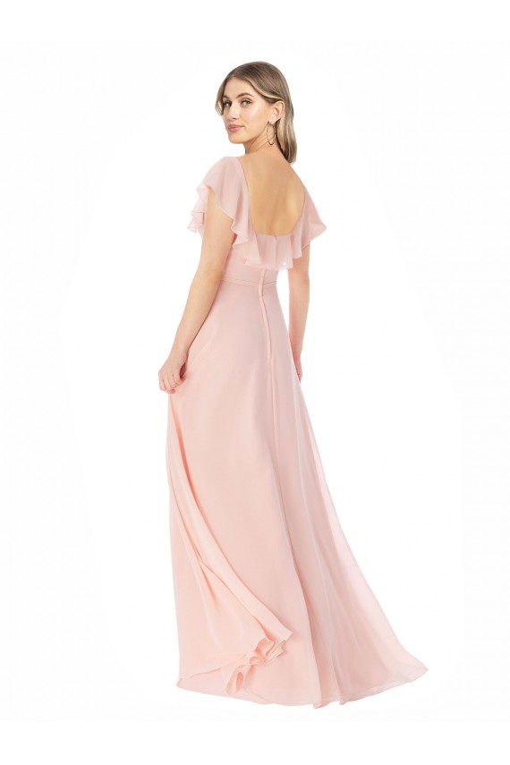 Soft Chiffon Square Neck Long Cap Sleeves Formal Dress / Bridesmaid Dress Norwich