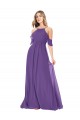 Plum Purple Soft Chiffon Off the Shoulder Long Cold Shoulder Bridesmaid Dress Norwich