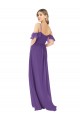 Plum Purple Soft Chiffon Off the Shoulder Long Cold Shoulder Bridesmaid Dress Norwich