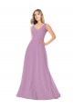 Dark Lavender Soft Chiffon V-Neck Long Sleeveless Bridal Party Dress Norwich