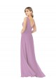 Dark Lavender Soft Chiffon V-Neck Long Sleeveless Bridal Party Dress Norwich