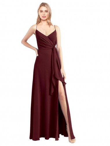 Low Back Chiffon Spaghetti Straps Long Floor Length Sleeveless Bridesmaid Dress Norwich