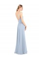 Low Back Light Sky Blue Soft Chiffon Spaghetti Straps Long Sleeveless Bridesmaid Dress Norwich