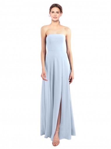 Light Sky Blue Soft Chiffon Strapless Long Sleeveless Bridesmaid Dress Norwich