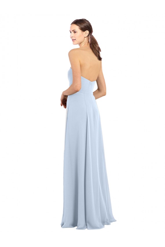 Light Sky Blue Soft Chiffon Strapless Long Sleeveless Bridesmaid Dress Norwich