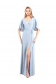 V-Back Light Sky Blue Chiffon V-Neck Long Flutter Sleeves Bridesmaid Dress / Evening Dress Norwich