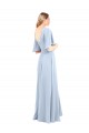 V-Back Light Sky Blue Chiffon V-Neck Long Flutter Sleeves Bridesmaid Dress / Evening Dress Norwich