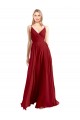 V-Back Red Luxe Chiffon Spaghetti Straps Long Sleeveless Bridesmaid Dress Norwich