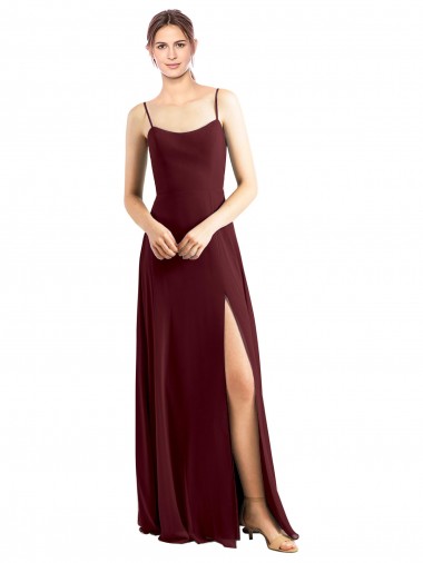 Burgundy Gold Chiffon Spaghetti Straps Long Sleeveless Bridesmaid Dress / Evening Dress Norwich
