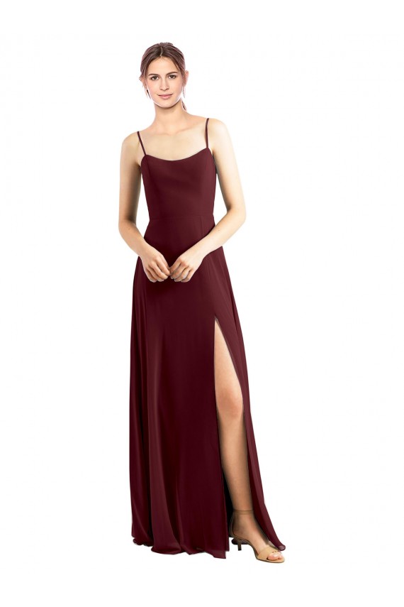 Burgundy Gold Chiffon Spaghetti Straps Long Sleeveless Bridesmaid Dress / Evening Dress Norwich