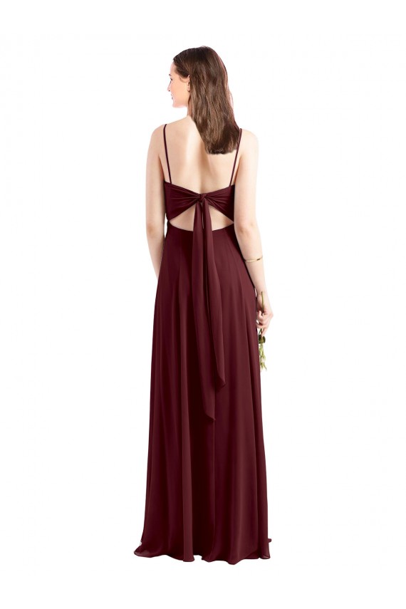 Burgundy Gold Chiffon Spaghetti Straps Long Sleeveless Bridesmaid Dress / Evening Dress Norwich