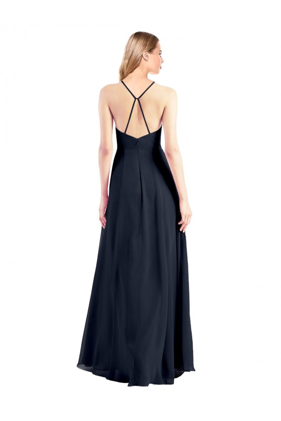 Open Back Soft Chiffon V-Neck Long Sleeveless Prom Dress / Bridesmaid Dress Norwich