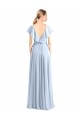 V-Back Royal Blue Soft Chiffon V-Neck Long Flutter Sleeves Bridesmaid Dress Norwich