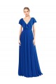 V-Back Royal Blue Soft Chiffon V-Neck Long Flutter Sleeves Bridesmaid Dress Norwich