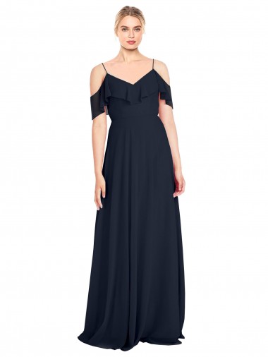 V-Back Lxue Chiffon Off the Shoulder Long Sleeveless Bridesmaid Dress Norwich