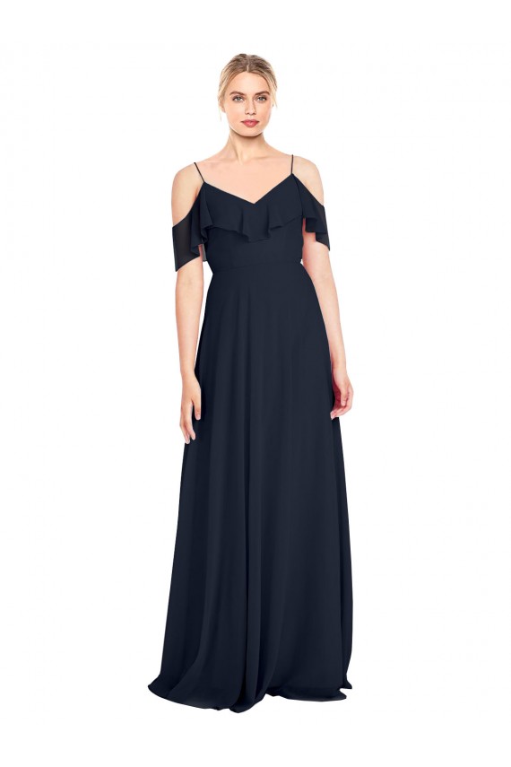 V-Back Lxue Chiffon Off the Shoulder Long Sleeveless Bridesmaid Dress Norwich