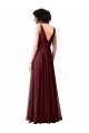 V-Back Burgundy Gold Soft Chiffon Cowl Neck Long Sleeveless Bridesmaid Dress Norwich