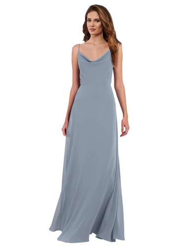 V-Back Soft Chiffon Cowl Neck Long Sleeveless Formal Dress / Bridesmaid Dress Norwich