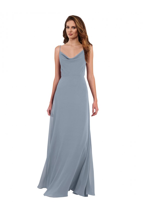 V-Back Soft Chiffon Cowl Neck Long Sleeveless Formal Dress / Bridesmaid Dress Norwich