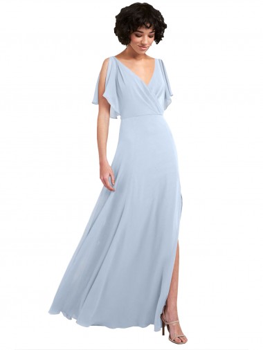 V-Back Soft Chiffon V-Neck Long Split Sleeves Bridesmaid Dresses Norwich