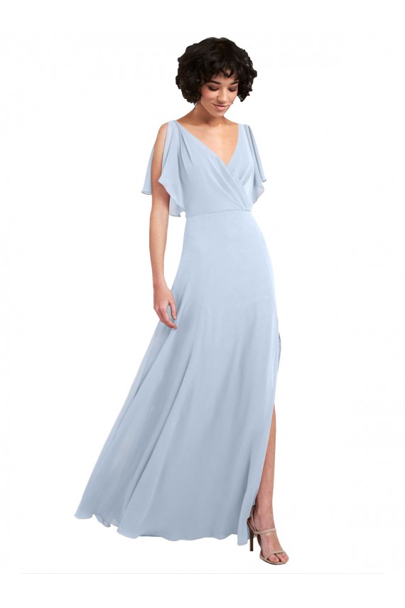 V-Back Soft Chiffon V-Neck Long Split Sleeves Bridesmaid Dresses Norwich