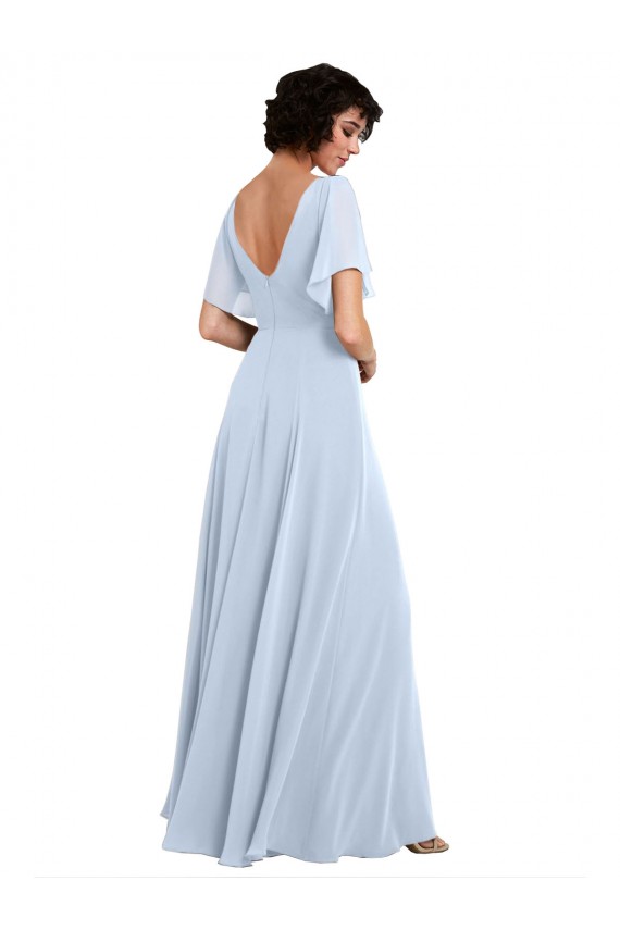 V-Back Soft Chiffon V-Neck Long Split Sleeves Bridesmaid Dresses Norwich