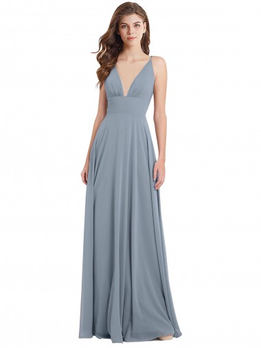 V-Back Chiffon V-Neck Long Sleeveless Bridesmaid Dress / Evening Gowns Norwich
