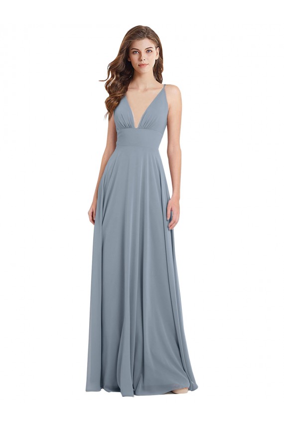 V-Back Chiffon V-Neck Long Sleeveless Bridesmaid Dress / Evening Gowns Norwich