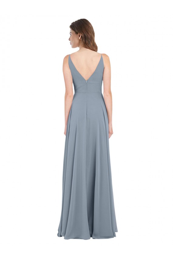 V-Back Chiffon V-Neck Long Sleeveless Bridesmaid Dress / Evening Gowns Norwich