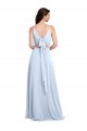 V-Back Light Sky Blue Soft Chiffon V-Neck Long Sleeveless Evening Dress / Bridesmaid Dress Norwich
