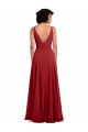 V-Back Red Lxue Chiffon V-Neck Long Sleeveless Bridesmaid Dress Norwich