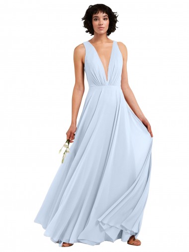Soft Chiffon V-Neck Long Sleeveless Bridesmaid Dresses Norwich
