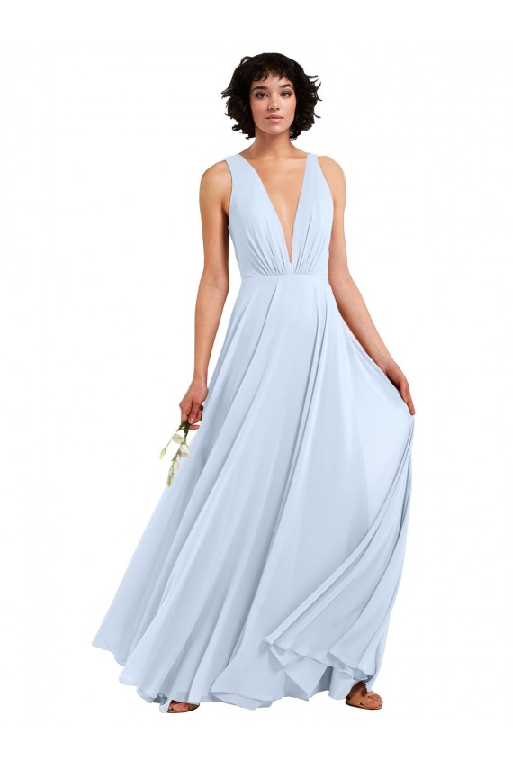 Soft Chiffon V-Neck Long Sleeveless Bridesmaid Dresses Norwich