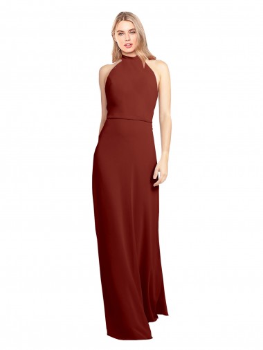Open Back Soft Chiffon Halter Neck Long Sleeveless Prom Dress / Bridesmaid Dress Norwich