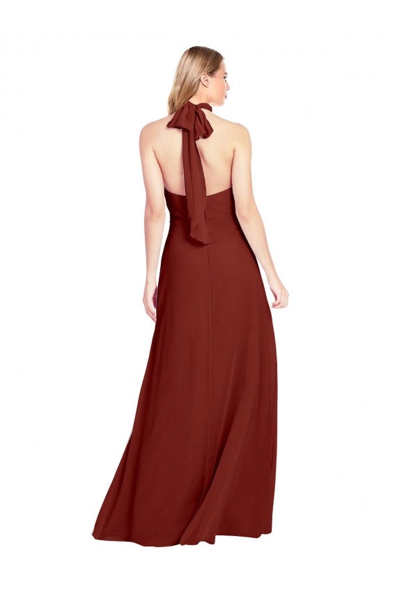 Open Back Soft Chiffon Halter Neck Long Sleeveless Prom Dress / Bridesmaid Dress Norwich