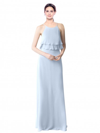 Soft Chiffon Halter Neck Long Sleeveless Bridesmaid Dresses Norwich