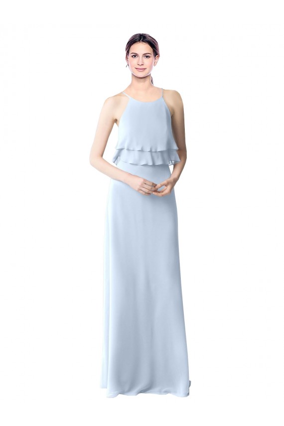 Soft Chiffon Halter Neck Long Sleeveless Bridesmaid Dresses Norwich
