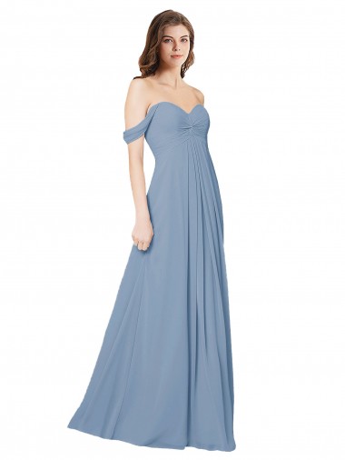 Low Back A-Line Chiffon Sweetheart Long Sleeveless Wedding Party Dress Norwich