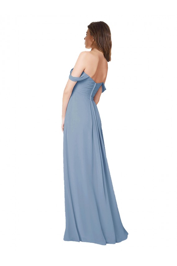 Low Back A-Line Chiffon Sweetheart Long Sleeveless Wedding Party Dress Norwich