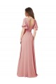 V-Back Bliss Pink Soft Chiffon V-Neck Long Flutter Sleeves Bridesmaid Dress Norwich