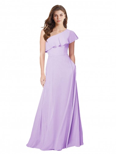 Lilac Soft Chiffon One Shoulder Long Sleeveless Bridesmaid Dress Norwich