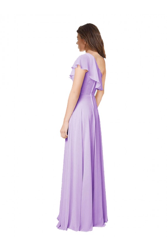 Lilac Soft Chiffon One Shoulder Long Sleeveless Bridesmaid Dress Norwich