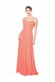 Open Back Coral Soft Chiffon Spaghetti Straps Long Sleeveless Bridesmaid Dress Norwich