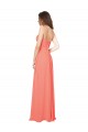 Open Back Coral Soft Chiffon Spaghetti Straps Long Sleeveless Bridesmaid Dress Norwich