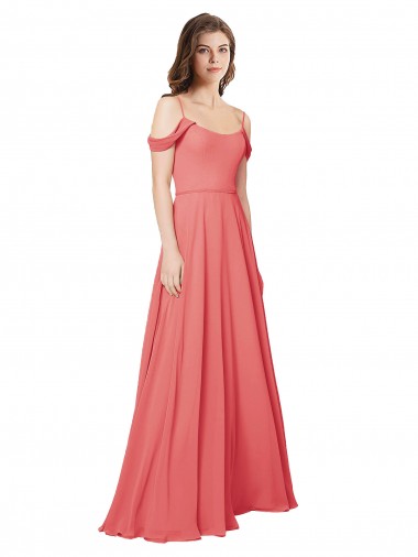 Low Back Desert Rose Soft Chiffon Off the Shoulder Long Sleeveless Bridesmaid Dress Norwich