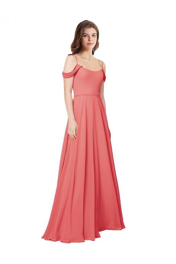 Low Back Desert Rose Soft Chiffon Off the Shoulder Long Sleeveless Bridesmaid Dress Norwich
