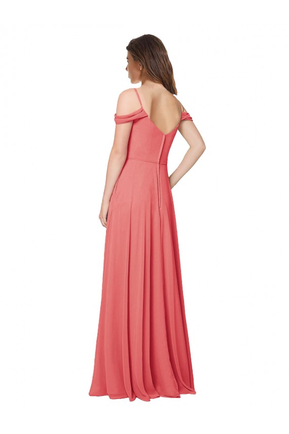 Low Back Desert Rose Soft Chiffon Off the Shoulder Long Sleeveless Bridesmaid Dress Norwich