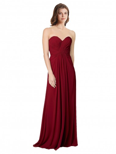 Open Back Chiffon Sweetheart Long Floor Length Sleeveless Bridesmaid Dress Norwich