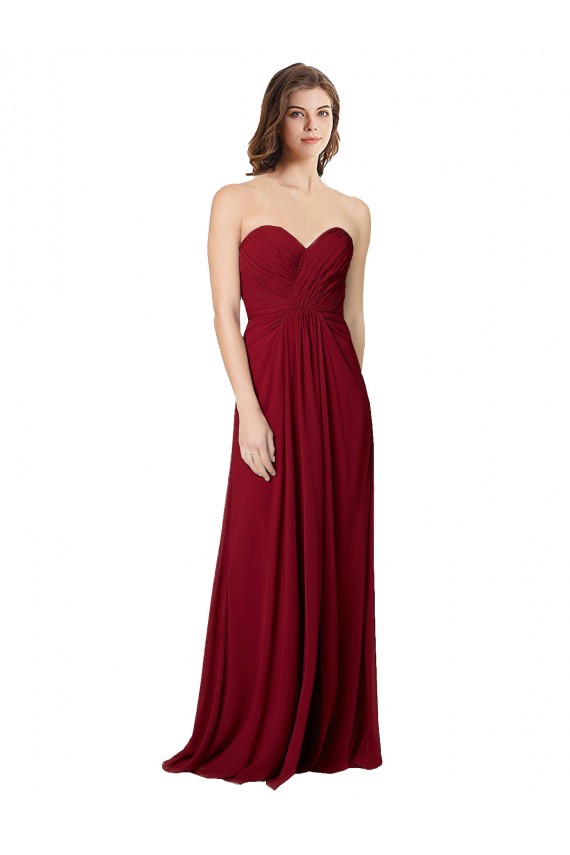Open Back Chiffon Sweetheart Long Floor Length Sleeveless Bridesmaid Dress Norwich