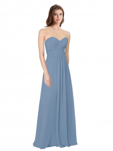 Low Back Chiffon Sweetheart Long Sleeveless Bridesmaid Dress / Evening Gowns Norwich